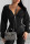 Black hooded Zippered Solid asymmetrical Slim fit Patchwork Polyester Pure Long Sleeve 