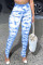 Blue Fashion Casual Print Tie Dye Tie-dye Skinny Trousers