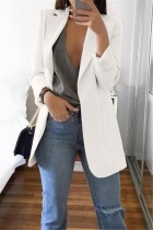 White Casual Long Sleeves Suit Jacket