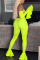 Fluorescent green Fashion Sexy Off Shoulder Fungus Sleeve Jumpsuit