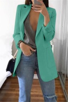 Green Casual Long Sleeves Suit Jacket