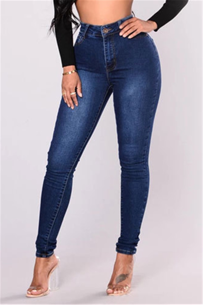 Dark Blue Fashion Slim Thin High Stretch Jean