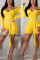 Yellow Sexy Threaded Cloth One Shoulder Romper {With Belt}