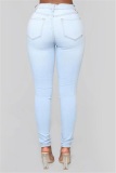 Blue Fashion Slim Thin High Stretch Jeans