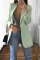 Green Casual Long Sleeves Suit Jacket