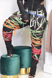 colour Fashion Sweet Adult Patchwork Draw String Pants Loose Bottoms