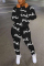Grey Fashion Casual Print Basic Zipper Collar Long Sleeve Two Pieces