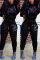 Black adult Fashion Casual Camouflage Patchwork Embroidery Letter Two Pieces