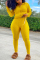 Yellow Sexy Sportswear Patchwork Zipper Collar Long Sleeve Two Pieces (With Mask)