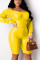 Yellow Fashion Sexy Solid Backless Bateau Neck Skinny Romper