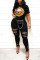 Black Fashion Sexy Patchwork Ripped Patchwork Mid Waist Skinny Jeans