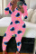 Pink Fashion Adult Living Print Pants V Neck Skinny Jumpsuits