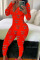 Red and white Fashion Adult Living Print Pants V Neck Skinny Jumpsuits