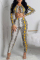 Yellow Trendy Printed Twilled Satin Two-piece Pants Set