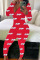 Red Fashion Adult Living Print Pants V Neck Skinny Jumpsuits