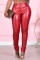 Red Fashion Casual Solid Pants Skinny Trousers