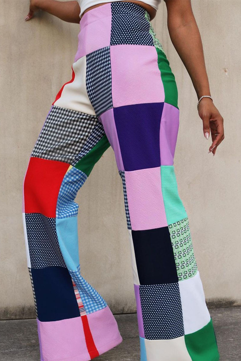 

multicolor Celebrities Print Split Joint Regular Bottoms