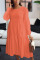 Orange Celebrities Solid O Neck Dresses
