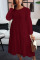 Red Celebrities Solid O Neck Dresses