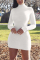 White Fashion Long Sleeve Turtleneck Dress