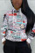 White Fashion Casual Print Basic Hooded Collar Tops