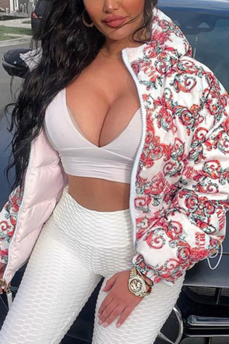 Red Fashion Casual Print Cardigan Outerwear