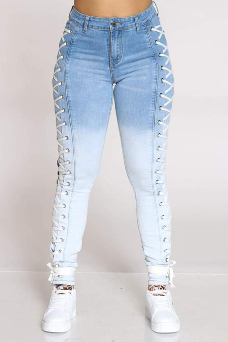

Baby Blue Street Bandage High Waist Skinny Denim