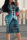 Sky Blue Trendy Geometric Printed Knee Length Dress