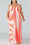 rose red Sexy O Neck Bandage Striped Print