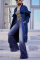 Blue O Neck Zippered Patchwork Stringy selvedge Solid Polyester Pure Long Sleeve  Coats & Cardigan