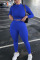 Blue Living Solid O Neck Long Sleeve Two Pieces