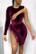 Wine Red Sexy Solid Patchwork O Neck Sheath Dresses