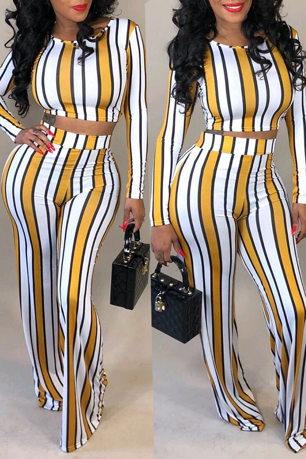 striped straight pants