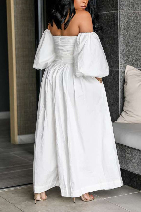 Stylish Casual One-Shoulder Loose White Jumpsuit