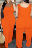 Orange Sexy Solid Sleeveless Slip 