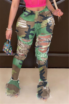 Camouflage Fashion Sexy Broken Hole Jeans