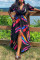 colour Fashion Casual Print Slit V Neck Printed Dress