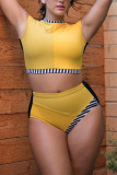 Yellow Fashion Sexy Plus Size Bikini Two-Piece Set