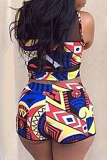 Multi-color Charming Round Neck Printed Two-piece Swimwear