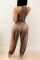 Brown Sexy Solid Bandage Slit Jumpsuits