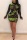 Green adult Sexy Fashion Cap Sleeve Long Sleeves O neck Step Skirt Mini Mesh Print
