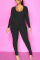 Black Sexy Solid O Neck Skinny Jumpsuits