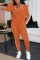 Orange Fashion Casual Striped Patchwork Patchwork Boat Neck Long Sleeve Three-piece Suit