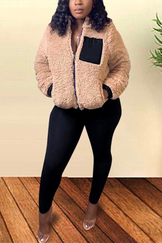 Black Fashion Casual Long Sleeve Zipper Collar Regular Sleeve Regular Patchwork Two Pieces