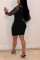 Silver Fashion Sexy Patchwork Patchwork See-through O Neck Long Sleeve Dress
