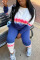 Blue Fashion Gradual Change O Neck Long Sleeve Two Pieces