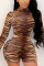 Brown Sexy Print Leopard O Neck Skinny Jumpsuits