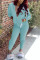 Baby Blue Fashion Casual Solid Basic Hooded Collar Long Sleeve Two Pieces
