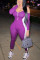purple Fashion Sexy Patchwork Patchwork Backless Halter Skinny Jumpsuits