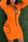 Orange Fashion Sexy Solid Split Joint Zipper Collar Long Sleeve Dress